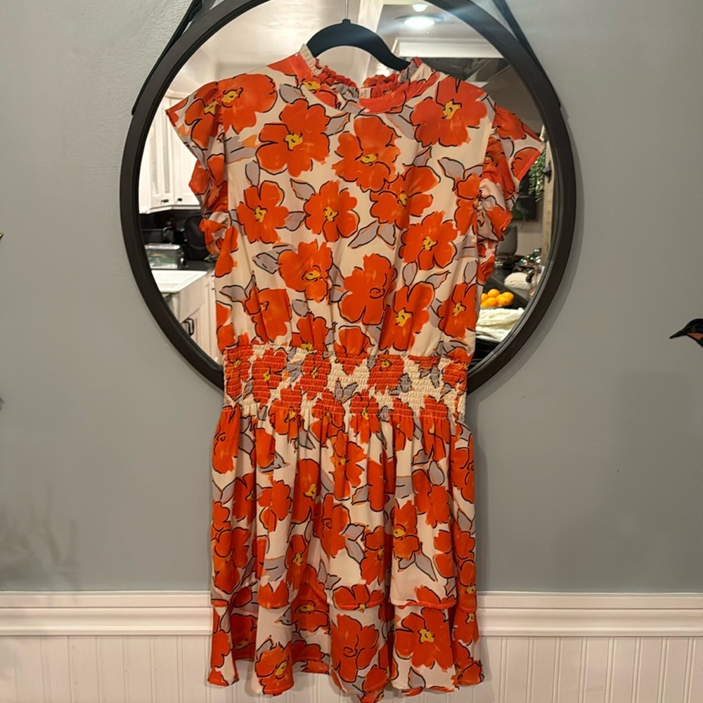 THML Orange Floral Midi Dress